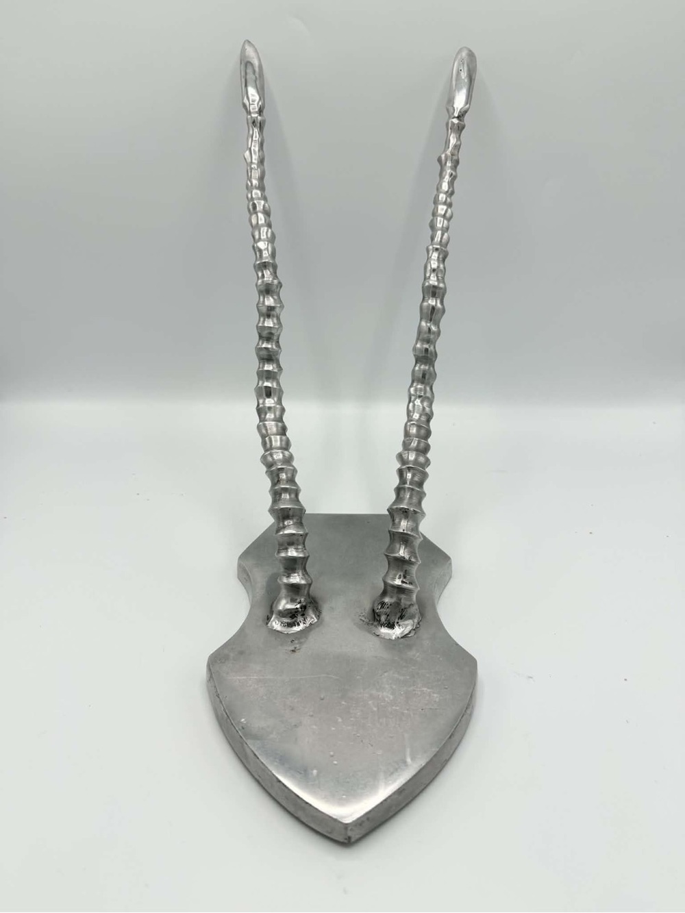 Vtg Cast Aluminum Pewter Antelope Gazelle Impala Animal Horns Hanger Wall Decor